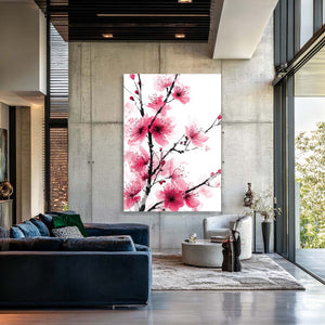 Pink Cherry Blossom Branch Wall Decor