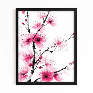 Pink Cherry Blossom Branch Wall Decor
