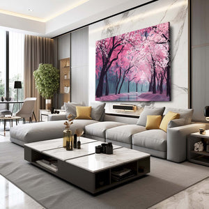 Pink Cherry Blossom Forest Wall Art