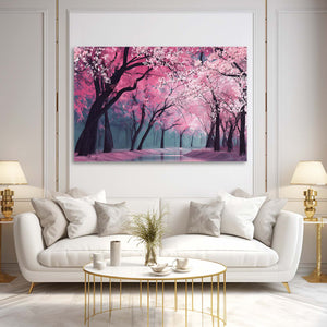 Pink Cherry Blossom Forest Wall Art