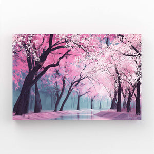 Pink Cherry Blossom Forest Wall Art
