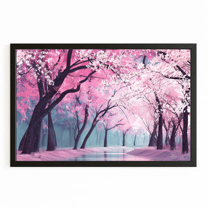 Pink Cherry Blossom Forest Wall Art