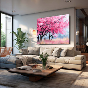 Pink Cherry Blossom Landscape Wall Art