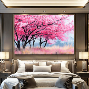 Pink Cherry Blossom Landscape Wall Art