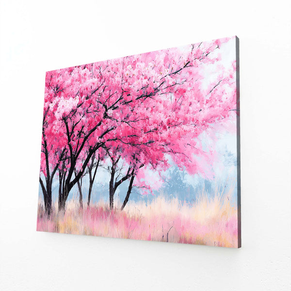Pink Cherry Blossom Landscape Wall Art