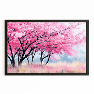 Pink Cherry Blossom Landscape Wall Art