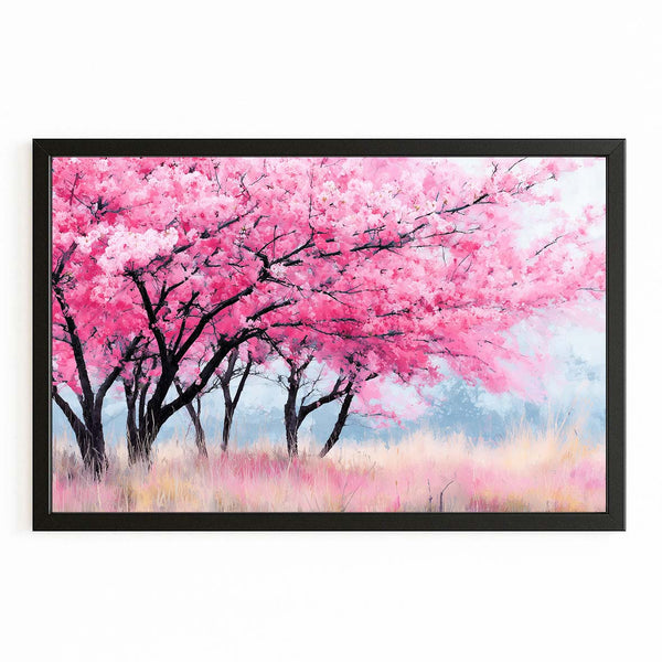 Pink Cherry Blossom Landscape Wall Art