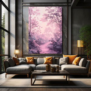 Pink Forest Path Abstract Art | MusaArtGallery™
