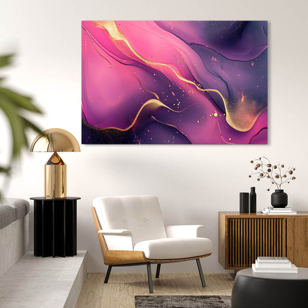 Pink Gold Waves Abstract Art | MusaArtGallery™