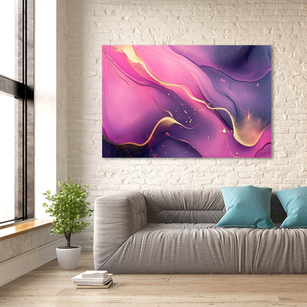 Pink Gold Waves Abstract Art | MusaArtGallery™