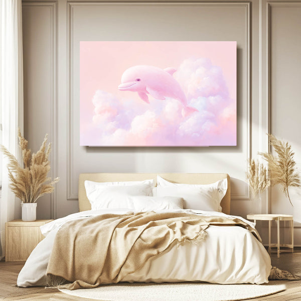 Pink Horizontal Dolphin Art