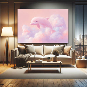 Pink Horizontal Dolphin Art