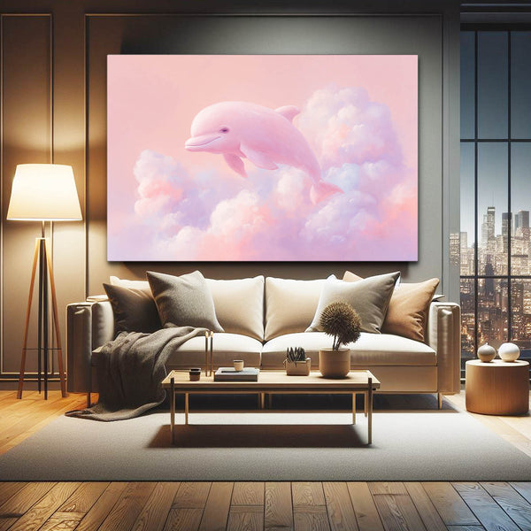 Pink Horizontal Dolphin Art