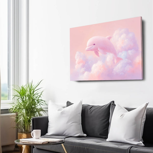 Pink Horizontal Dolphin Art