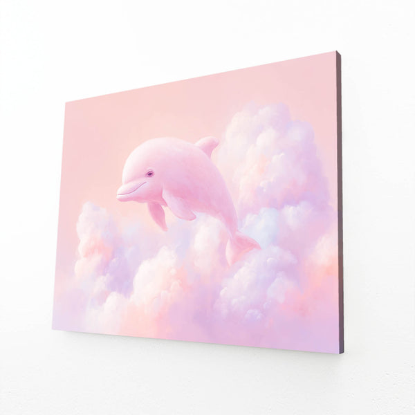Pink Horizontal Dolphin Art