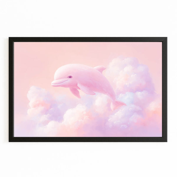 Pink Horizontal Dolphin Art