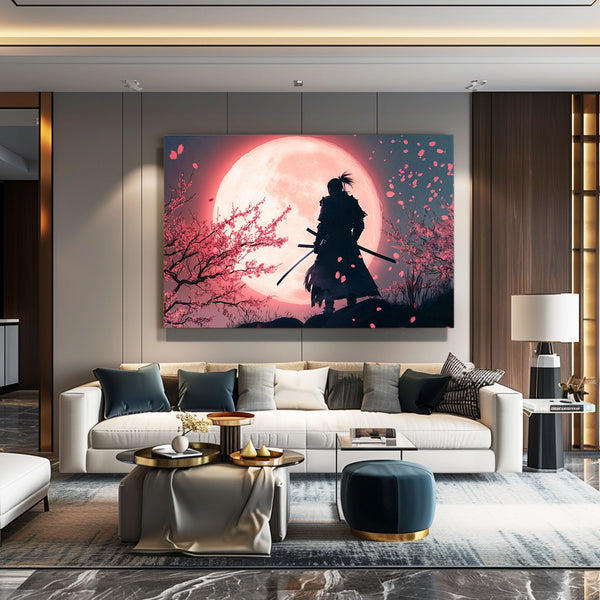 Pink Moon Samurai Art