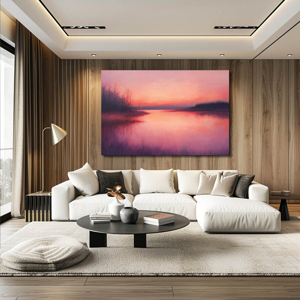 Pink Sunset Reflection Abstract Art | MusaArtGallery™