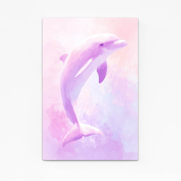 Pink Vertical Dolphin Art