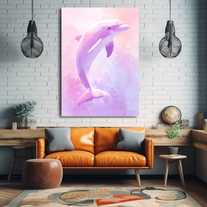 Pink Vertical Dolphin Art
