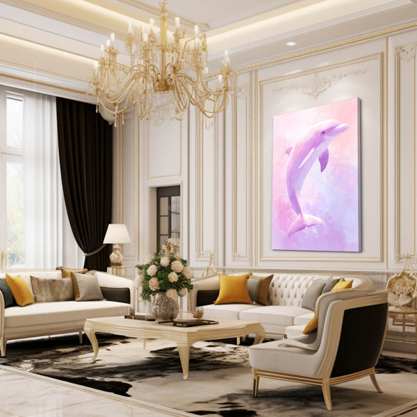 Pink Vertical Dolphin Art