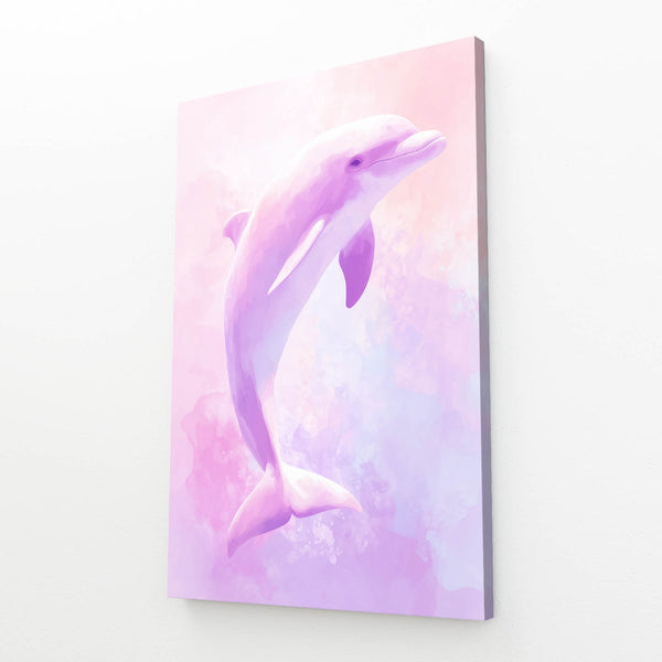 Pink Vertical Dolphin Art