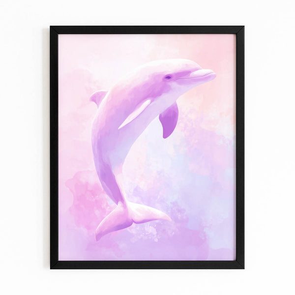 Pink Vertical Dolphin Art