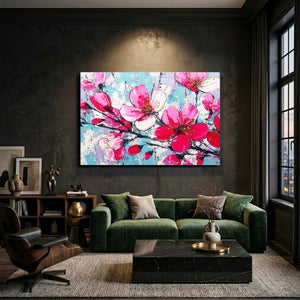 Pink Watercolor Cherry Blossom Flower Art