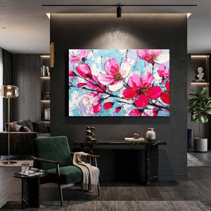 Pink Watercolor Cherry Blossom Flower Art