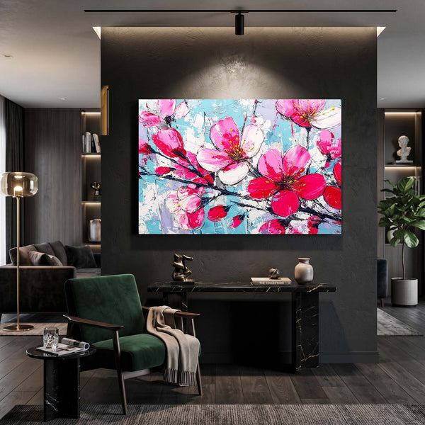 Pink Watercolor Cherry Blossom Flower Art