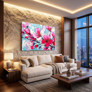 Pink Watercolor Cherry Blossom Flower Art
