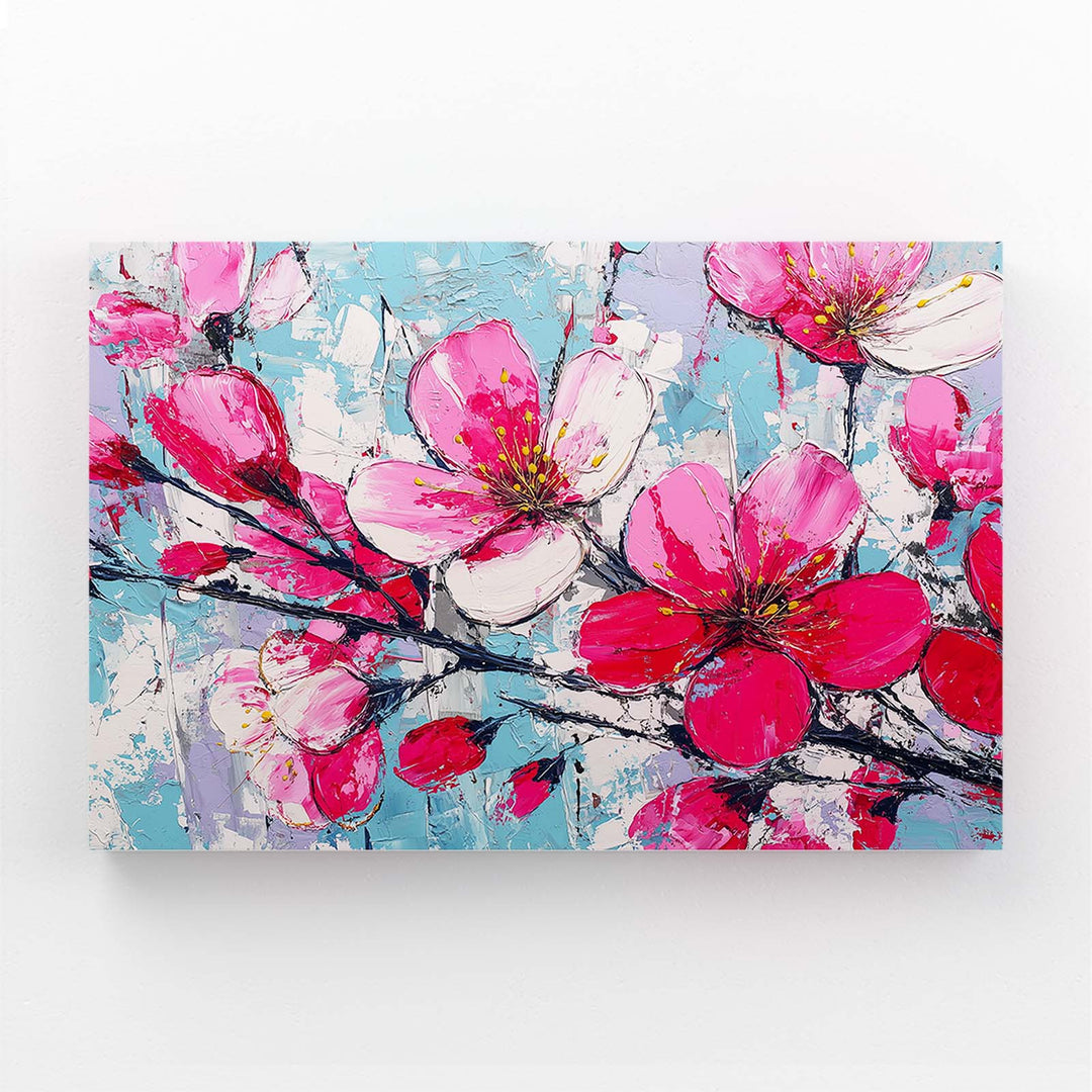 Pink Watercolor Cherry Blossom Flower Art