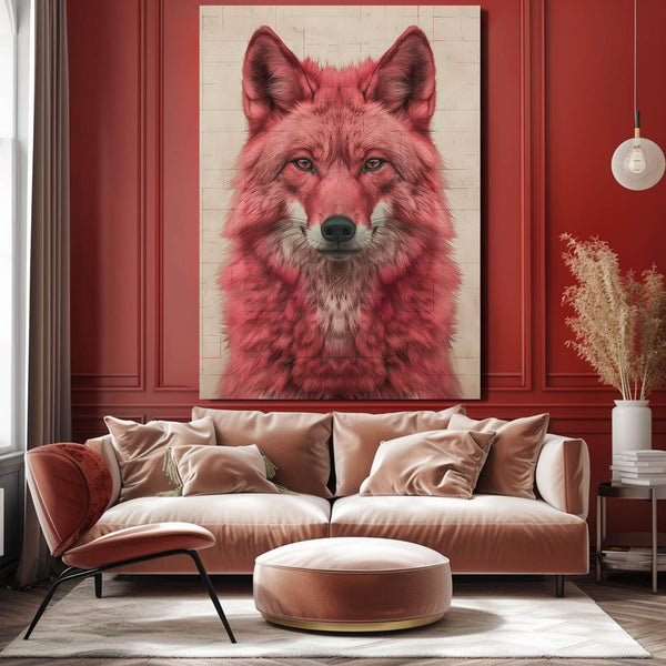 Pink Wolf Canvas Art  | MusaArtGallery™