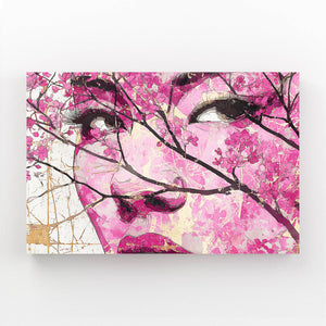 Pink Woman Cherry Blossom Wall Art
