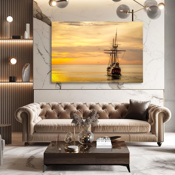 Pirate Ship Sunset Art | MusaArtGallery™