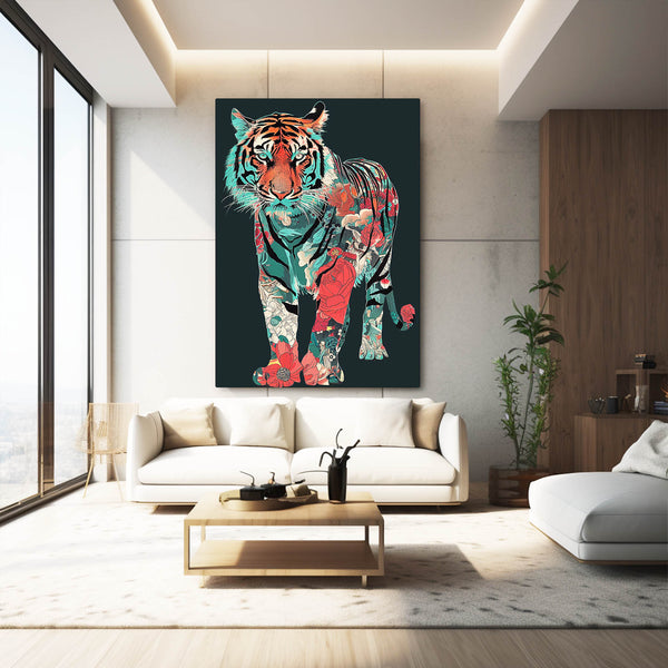 Floral Tigert Art Canvas | MusaArtGallery™
