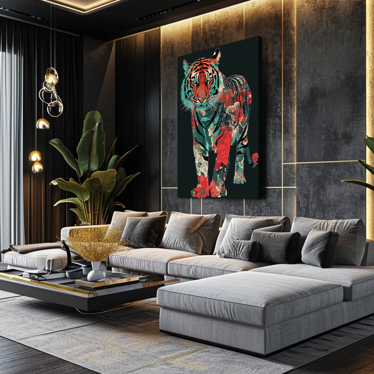 Floral Tigert Art Canvas | MusaArtGallery™