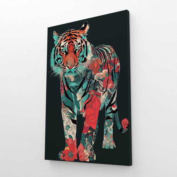 Floral Tigert Art Canvas | MusaArtGallery™