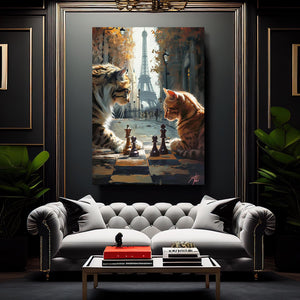 Playing Chess Cat Art | MusaArtGallery™