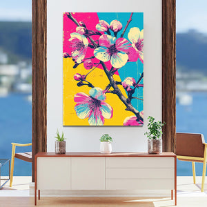 Pop Art Cherry Blossom Flower Wall Art