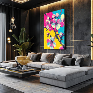 Pop Art Cherry Blossom Flower Wall Art