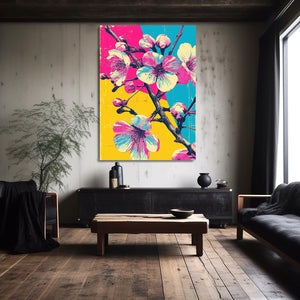 Pop Art Cherry Blossom Flower Wall Art