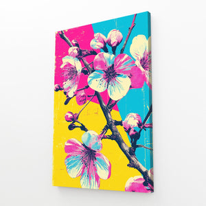 Pop Art Cherry Blossom Flower Wall Art