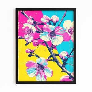 Pop Art Cherry Blossom Flower Wall Art