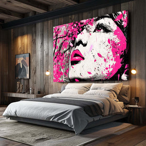 Pop Art Woman Cherry Blossom Wall Art