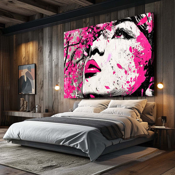Pop Art Woman Cherry Blossom Wall Art