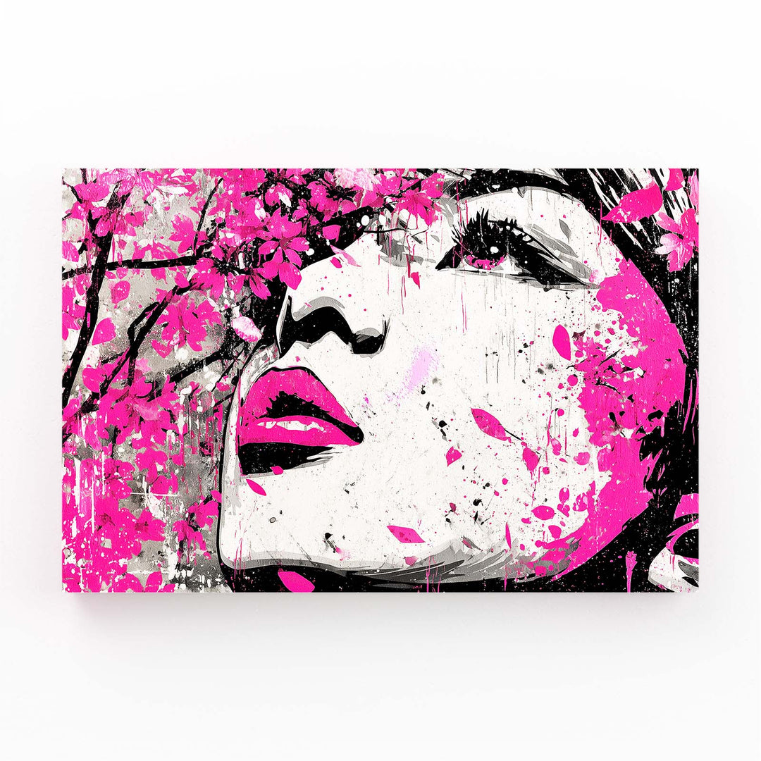 Pop Art Woman Cherry Blossom Wall Art