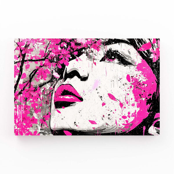 Pop Art Woman Cherry Blossom Wall Art
