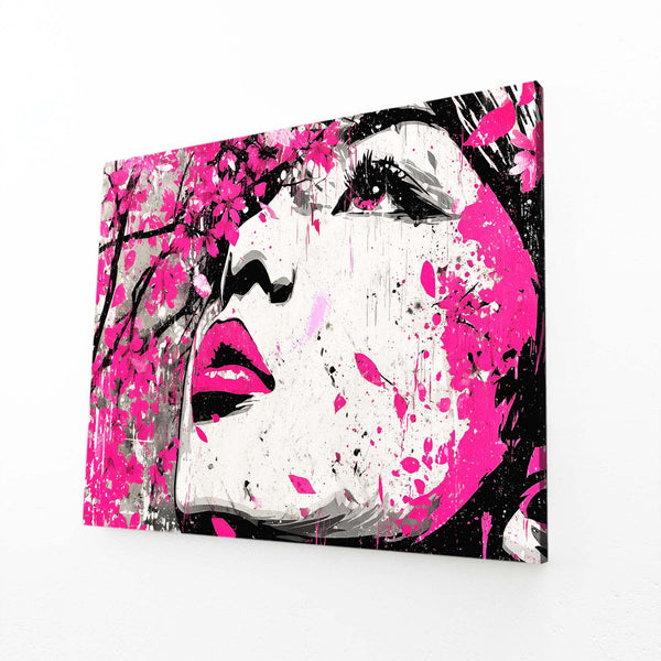Pop Art Woman Cherry Blossom Wall Art