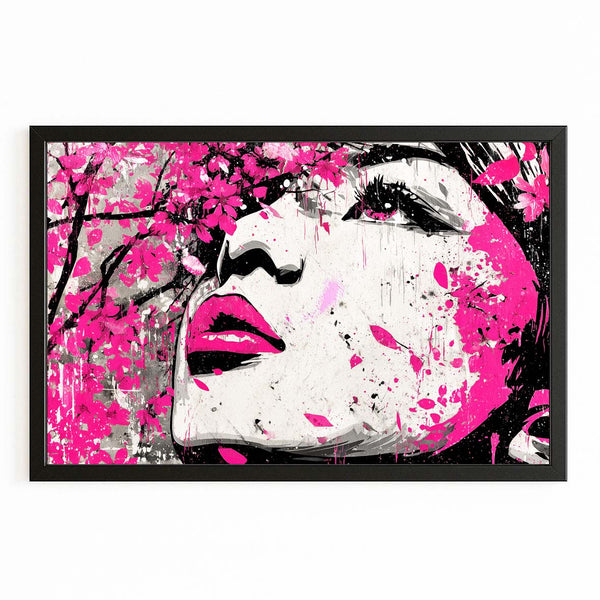 Pop Art Woman Cherry Blossom Wall Art
